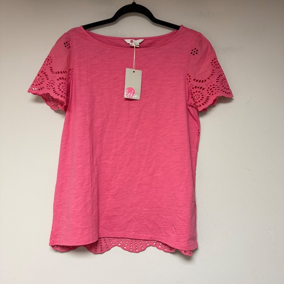 Boden Tops - Boden Pink Cotton Eyelet Embroidered Short Sleeve Top J0386 US 8